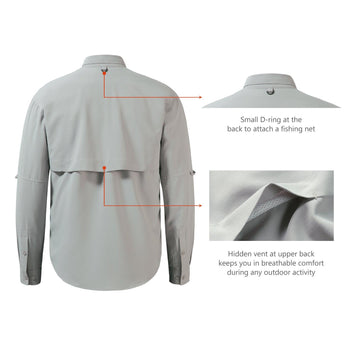 Men's UPF 50+ Long Sleeve Fishing Button Down Shirt FS21M - Bassdash