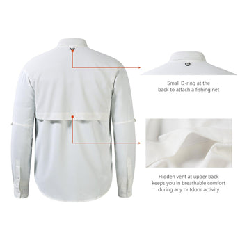 Men's UPF 50+ Long Sleeve Fishing Button Down Shirt FS21M - Bassdash