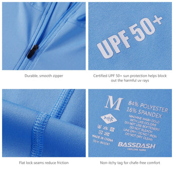 Men's UPF 50+ 1/4 Zipper Fishing hoodie Shirts FS24M - Bassdash