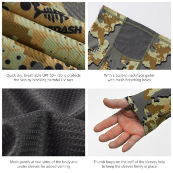 Men's UPF 50+ Long Sleeve Hunting Hoodie with Mask FS06M - Bassdash