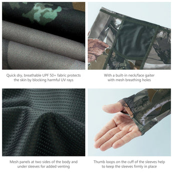 Men's UPF 50+ Long Sleeve Hunting Hoodie with Mask FS06M - Bassdash