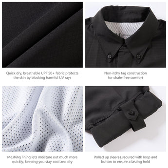 Men's UPF 50+ Long Sleeve Fishing Button Down Shirt FS21M - Bassdash