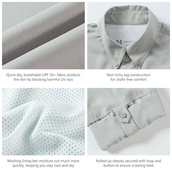 Men's UPF 50+ Long Sleeve Fishing Button Down Shirt FS21M - Bassdash