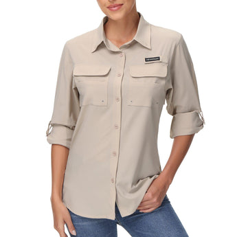 Women's UPF 50+ Long Sleeve Button Down Shirt FS21W - Bassdash