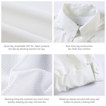 Men's UPF 50+ Long Sleeve Fishing Button Down Shirt FS21M - Bassdash