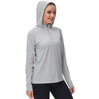 Women’s UPF 50+ Long Sleeve Hoodie Half Zip Shirt - Bassdash