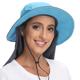 Women's UPF 50+ Sun Hat with Ponytail Hole Neck Flap FH05W - Bassdash