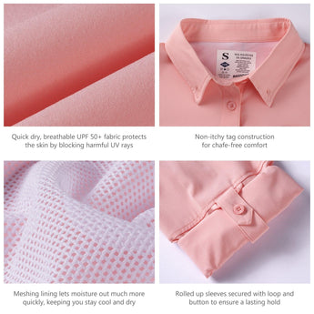 Women's UPF 50+ Long Sleeve Button Down Shirt FS21W - Bassdash