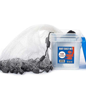 Fishing Cast Net 3/8-Inch for Bait Trap with Utility Bucket - Bassdash