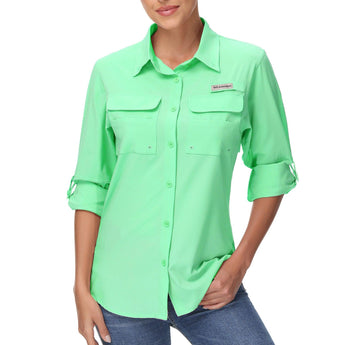 Women's UPF 50+ Long Sleeve Button Down Shirt FS21W - Bassdash