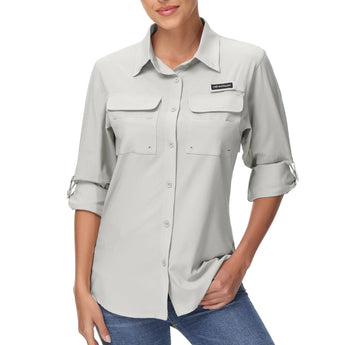 Women's UPF 50+ Long Sleeve Button Down Shirt FS21W - Bassdash
