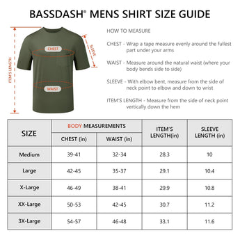 Men's UPF 50+ Short Sleeve Pocket T-Shirt FS26M - Bassdash