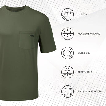 Men's UPF 50+ Short Sleeve Pocket T-Shirt FS26M - Bassdash