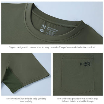 Men's UPF 50+ Short Sleeve Pocket T-Shirt FS26M - Bassdash