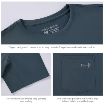 Men's UPF 50+ Short Sleeve Pocket T-Shirt FS26M - Bassdash