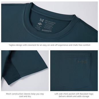 Men's UPF 50+ Short Sleeve Pocket T-Shirt FS26M - Bassdash