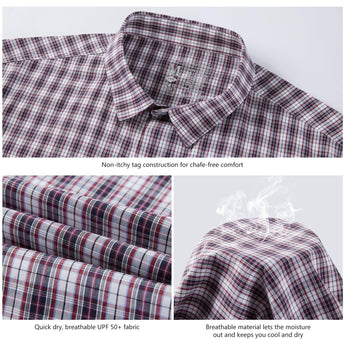 Men's UPF 50+ Plaid Short Sleeve Button Down Shirt - Bassdash