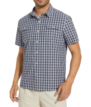Men's UPF 50+ Plaid Short Sleeve Button Down Shirt - Bassdash