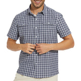 Men's UPF 50+ Plaid Short Sleeve Button Down Shirt - Bassdash