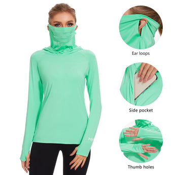 Women's UPF 50+ Mask Hoodie Shirt - Bassdash