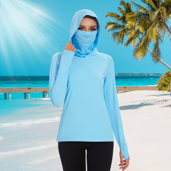 Women's UPF 50+ Mask Hoodie Shirt - Bassdash