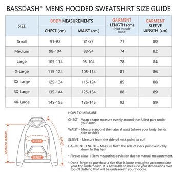 BASSDASH Men‘s Fleece Hoodies FS32M - Bassdash