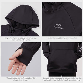 BASSDASH Men‘s Fleece Hoodies FS32M - Bassdash