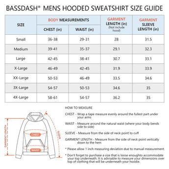 BASSDASH Men‘s Fleece Hoodies FS32M - Bassdash