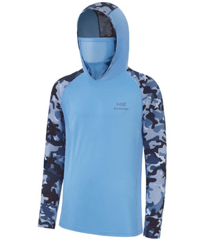 M’s UPF 50+ Camo Sleeve Hoodie Shirt with Neck Gaiter