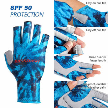 Men's Altimate UPF 50+ Sun Protection Fingerless Fishing Gloves - Bassdash