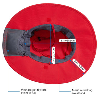 Unisex UPF 50+ Wide Brim Bucket Hat with Detachable Neck Flap FH02 - Bassdash