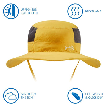 Unisex UPF 50+ Wide Brim Bucket Hat with Detachable Neck Flap FH02 - Bassdash