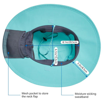 Unisex UPF 50+ Wide Brim Bucket Hat with Detachable Neck Flap FH02 - Bassdash