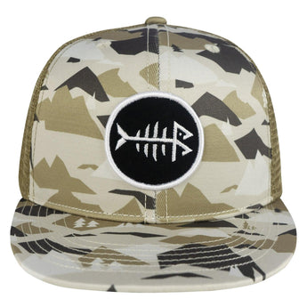 Unisex Flat Brim Trucker Cap - Mountain Camo - Bassdash