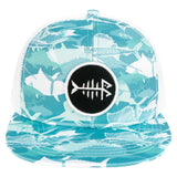 Unisex Flat Brim Trucker Cap - Fish Camo2 - Bassdash