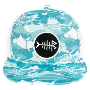 Unisex Flat Brim Trucker Cap - Fish Camo2 - Bassdash