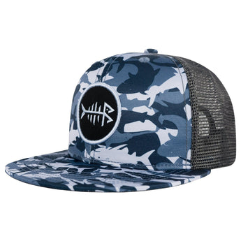 Unisex Flat Brim Trucker Cap - Shark Camo1 - Bassdash