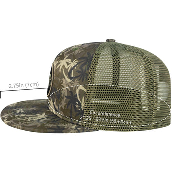 Unisex Flat Brim Trucker Cap - Palm Tree Camo3 - Bassdash