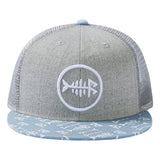 Unisex Flat Brim Trucker Cap - Heather Grey and Blue2 - Bassdash