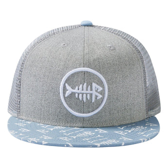 Unisex Flat Brim Trucker Cap - Heather Grey and Blue2 - Bassdash