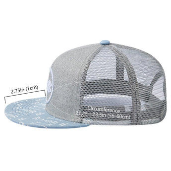 Unisex Flat Brim Trucker Cap - Heather Grey and Blue3 - Bassdash