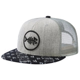 Unisex Flat Brim Trucker Cap - Heather Grey and Black1 - Bassdash