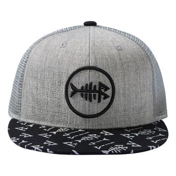 Unisex Flat Brim Trucker Cap - Heather Grey and Black2 - Bassdash