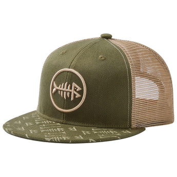 Unisex Flat Brim Trucker Cap - Army Green1 - Bassdash