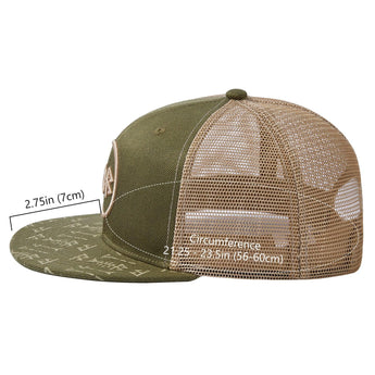 Unisex Flat Brim Trucker Cap - Army Green3 - Bassdash