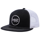 Unisex Flat Brim Trucker Cap - Black and White1 - Bassdash