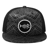 Unisex Flat Brim Trucker Cap - Black Geometry2 - Bassdash