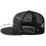 Unisex Flat Brim Trucker Cap - Black Geometry3 - Bassdash