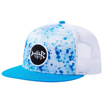 Unisex Flat Brim Trucker Cap - Blue Ink Camo1 - Bassdash