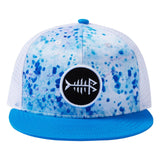 Unisex Flat Brim Trucker Cap - Blue Ink Camo2 - Bassdash